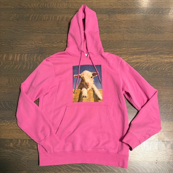Sandro Paris Men's Pink Hoodie with Lamb Graphic - Size M - EUC (Rare) - Picture 5 of 11
